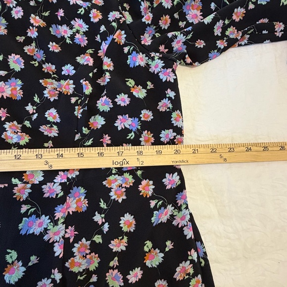 Betsey Johnson Black floral fit and flare bell sleeve midi dress L/XL see pics - Picture 9 of 9